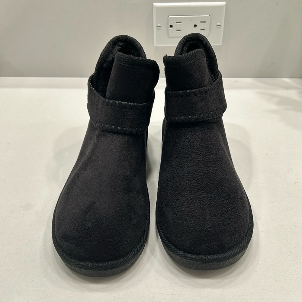 Gucheng Black Furry Ankle Booties